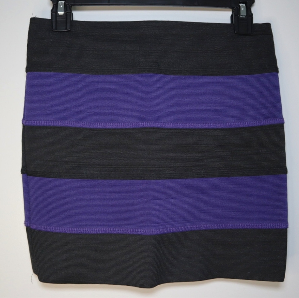 Bondage stripe mini skirt black purple sz M